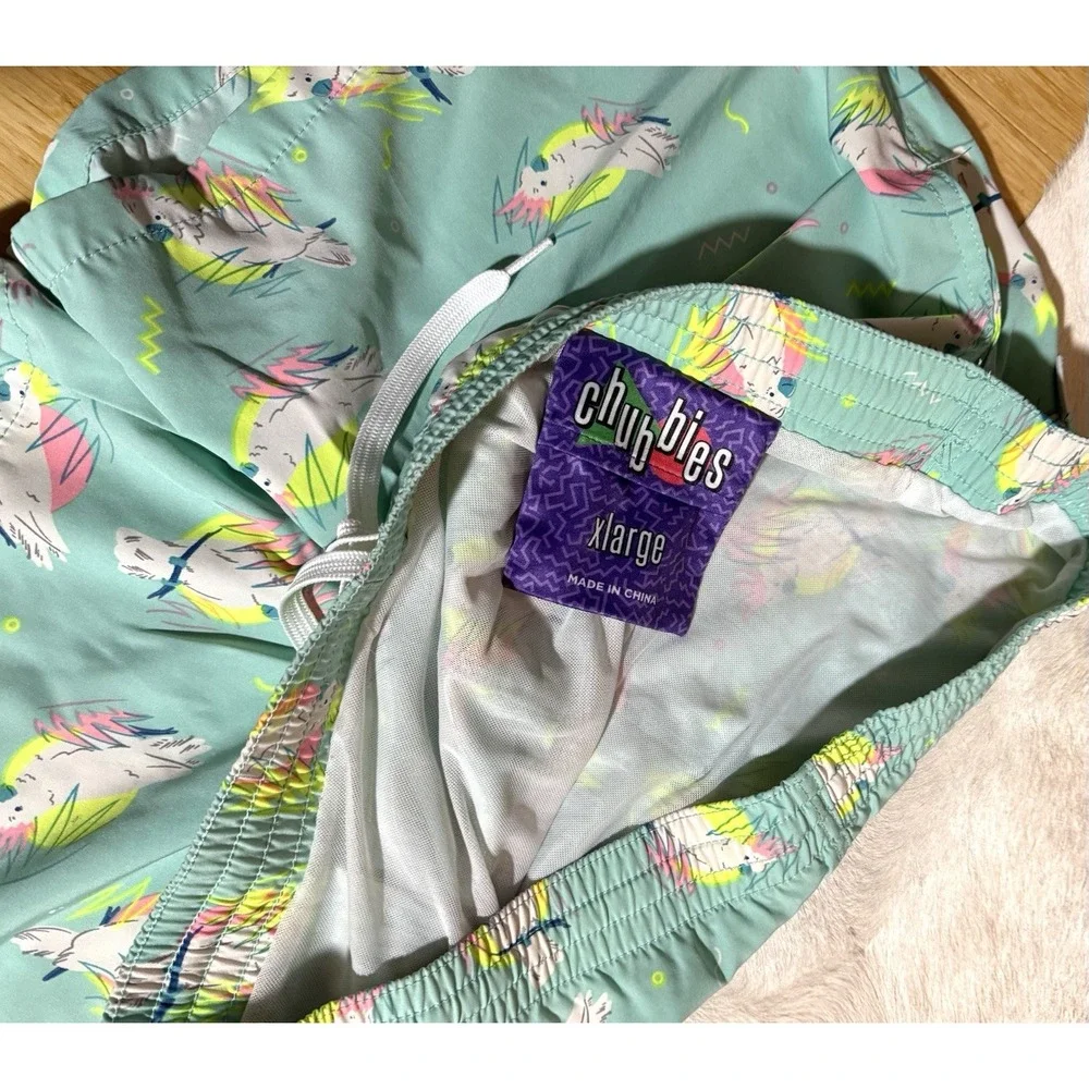 Chubbies‎ Men's Size XL Tropical Bird/Parrot Print Swim Trunks Lined Swimwear